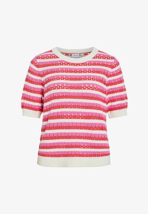 VILA, Knitted VIELINJA Short sleeved - Nyomott mintás póló - snow white