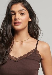 Superdry & Co TRIM CAMI - Top - dark chocolate brown