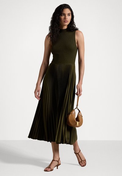 Polo Ralph Lauren PLEATED SLEEVELESS MOCKNECK DRESS - Kampsunkleit - dark loden