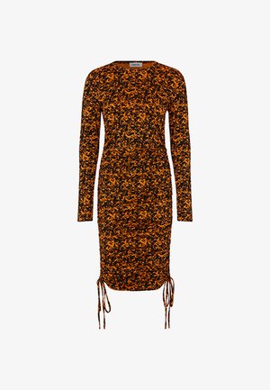 Modström CURTIS PRINT DRESS - Jerseyjurk - vibrant orange splash