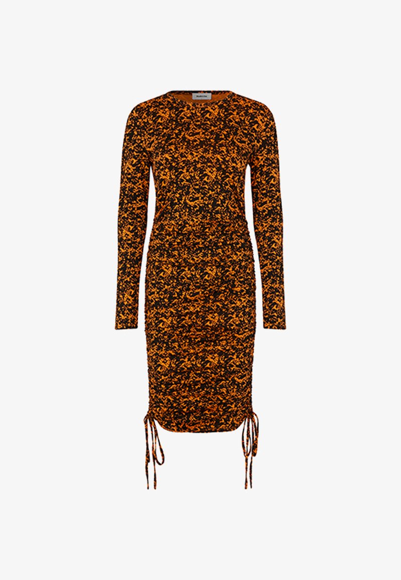 Modström CURTIS PRINT DRESS - Φόρεμα από ζέρσεϊ - vibrant orange splash