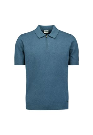 NO EXCESS, FINE KNIT ZIP POLO - Poloshirt - shadow blue