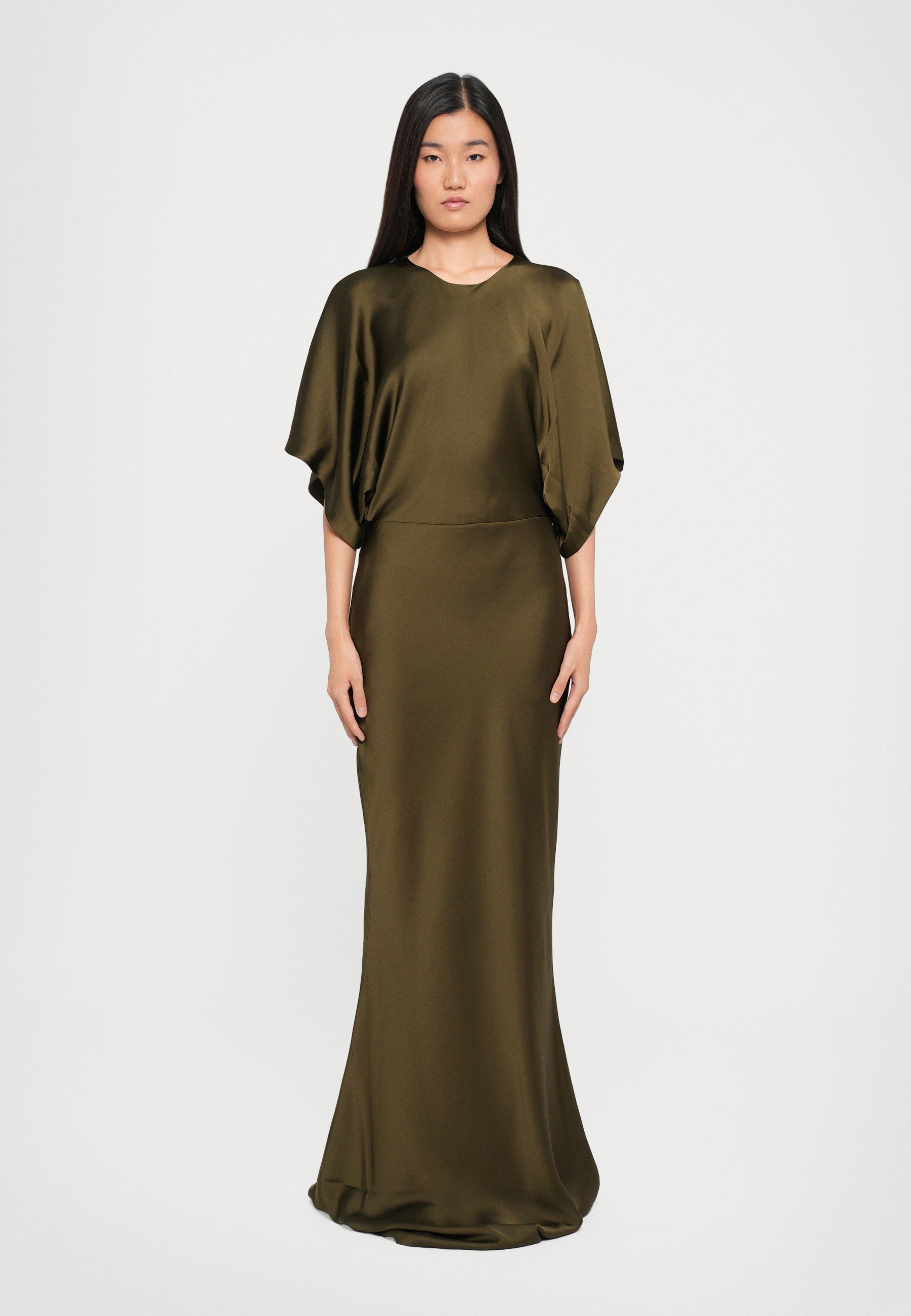 norma kamali reverse obie satin maxi dress Norma Kamali-Reverse Obie Dresses Green-Dresses