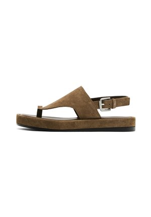 Massimo Dutti WITH QUILTED  - T-bar sandals - camel