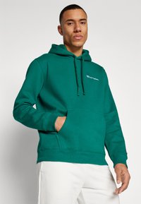 Champion ICONS HOODED SMALL LOGO - Jersey con capucha - dark green