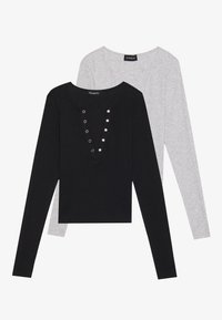 2 PACK - Hosszú ujjú felső - black/light grey melange