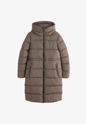 Next, PETITE FIT - SHOWER RESISTANT HOODED LONG WADDED COAT - Zimný kabát - chocolate brown