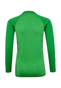 Langärmeliges Sportshirt in leuchtendem Grün, aus atmungsaktivem Stoff mit glatter Textur und Raglanärmeln.
