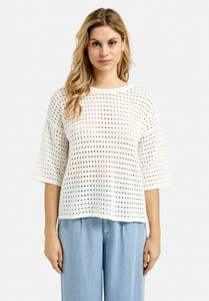 KURZARM-MIT LOCH MUSTER - T-Shirt print - cream white
