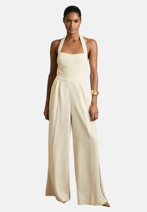 Reiss PETITE FIT - VIOLA EMBROIDERY HALTERNECK WIDE LEG JUMPSUIT . - Lühikeste varrukatega bodi - cream