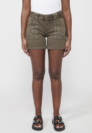 Koroshi Jeans Shorts - kaki khaki