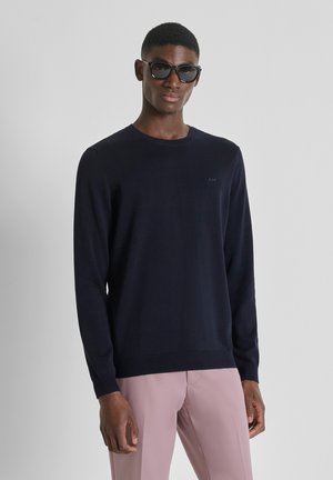 REGULAR FIT WITH FOAM LOGO PRINT - Maglione - blue grey