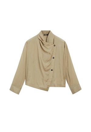 Massimo Dutti, DOUBLE-BREASTED SHIRT WITH COLLAR DETAIL - Button-down blouse - sand