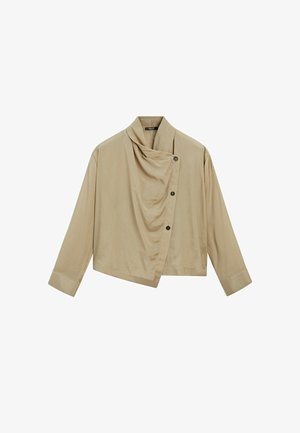 Massimo Dutti, DOUBLE-BREASTED SHIRT WITH COLLAR DETAIL - Košilová halenka - sand