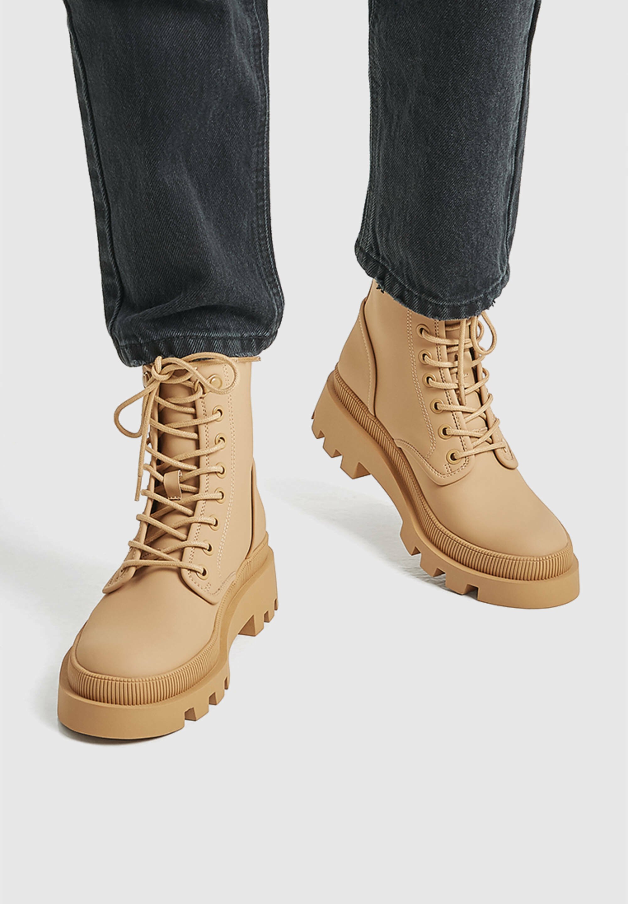 PULL\u0026BEAR Lace-up ankle boots - beige 