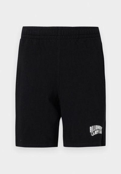 Czarne szorty wykonane z miękkiego materiału Bawełna z domieszką, z elastycznym pasem, z białym logo na lewej nogawce oraz kieszeniami po bokach.