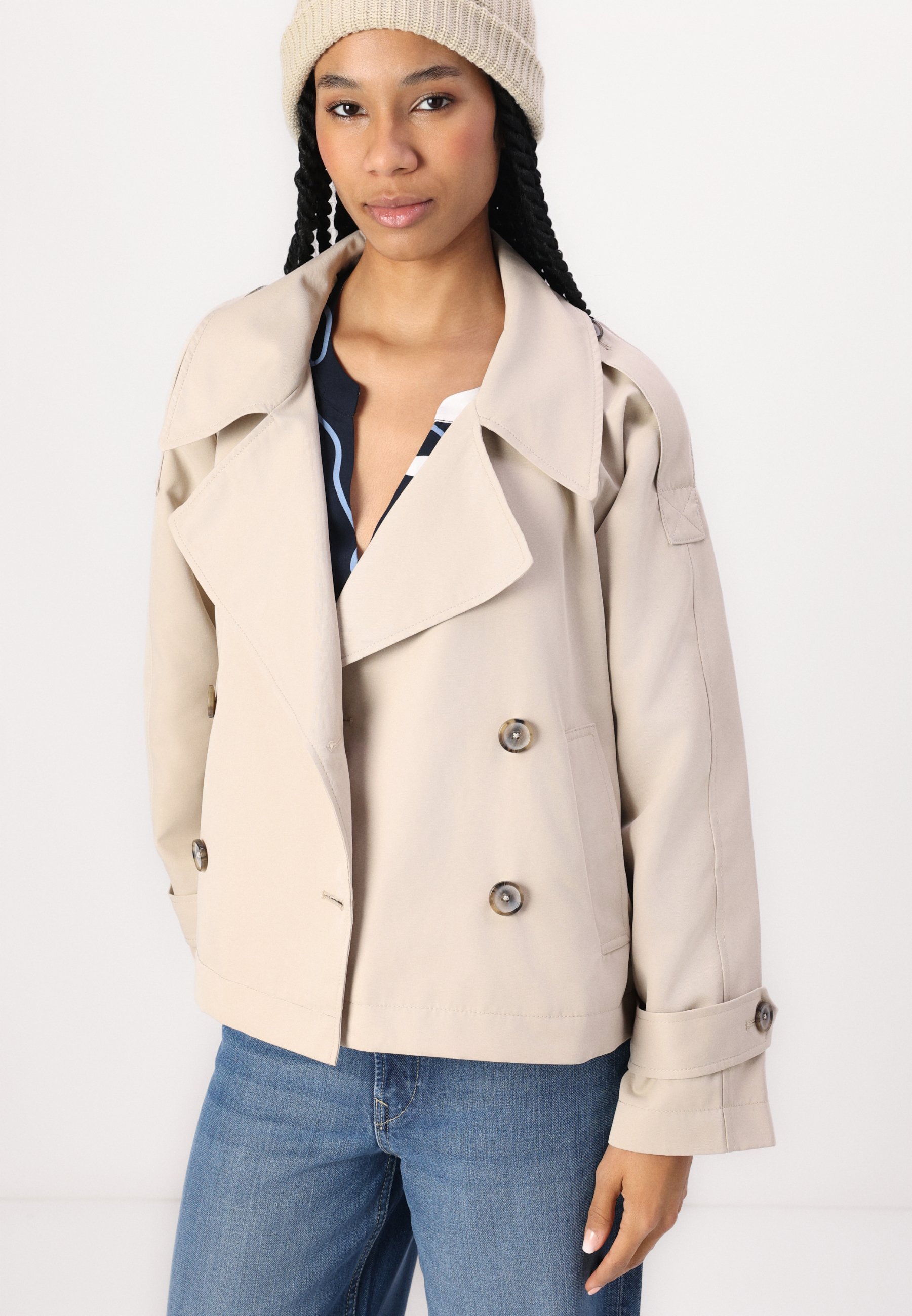 TOM TAILOR DENIM SHORT TRENCHCOAT - Short coat - soft calm beige