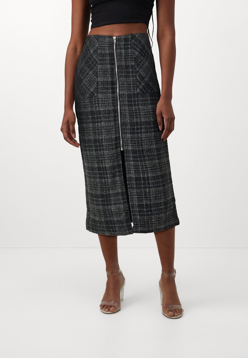 Viluna Ankel Pencil Skirt Dark Grey Melange