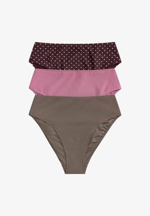 THE SET, HIGH WAIST HIGH LEG FIT - 3 PACK BIKINI BOTTOM . - Bikini-Hose - brown pink