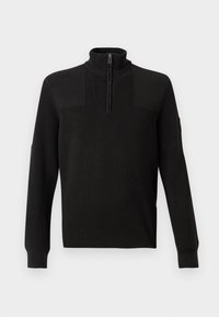 QUARTER ZIP JUMPER - Stickad tröja - black