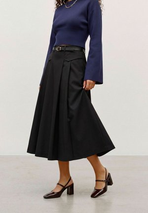 Vero Moda, SKIRT VMCAMILLE MIDI SKIRT - Jupe trapèze - black