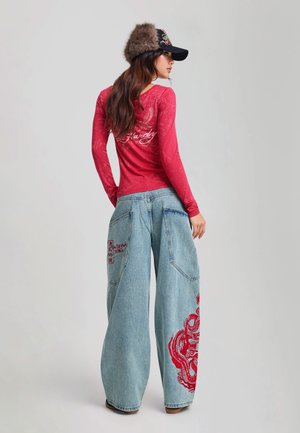 Ed Hardy, WOMENS DRAGON WASHED BALLOON LEG JEANS - Jeans Straight Leg - mid blue
