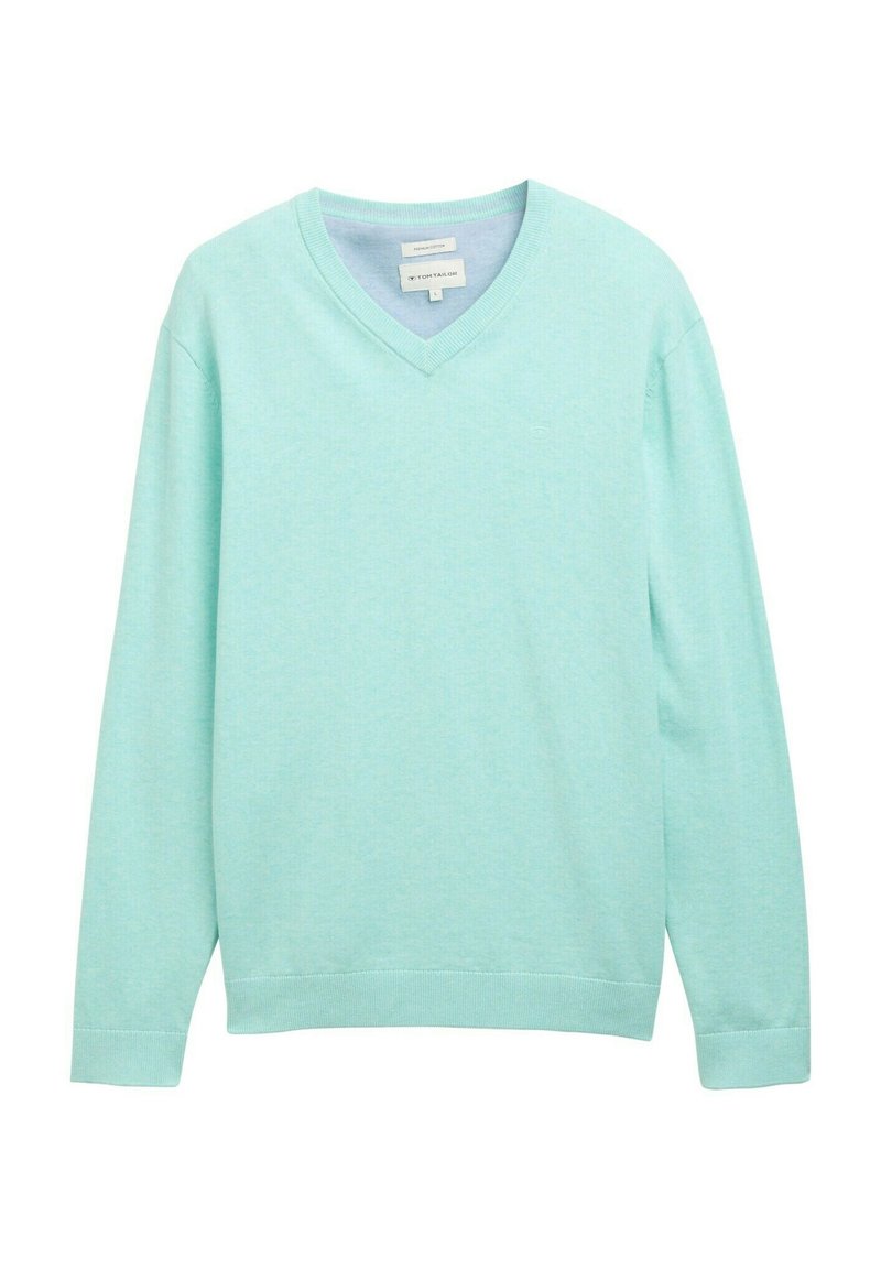 TOM TAILOR V-NECK Strickpullover soft mint green melange/mint