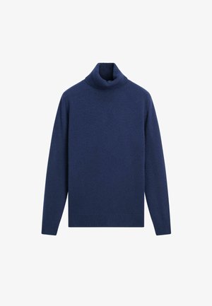 Maglione dolcevita blu navy realizzato in morbido tessuto lavorato a maglia. Presenta maniche lunghe e orlo e scollatura a costine. Design semplice e a tinta unita.