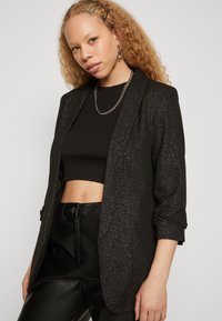 Pieces BOSELLA 3/4 GLITTER MM - Blazer - black/silver