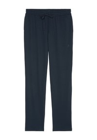 Marineblaue Jogginghosen aus weichem Stoff, mit einem elastischen Bund und Kordelzug sowie einem kleinen Logo am unteren Bein.