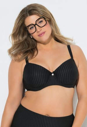 Ulla Popken PINSTRIPE UNDERWIRE BRA - Beugel BH - black