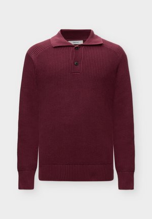 Selected, SLMPIM LS KNIT POLO CAMP - Пуловер - tawny port