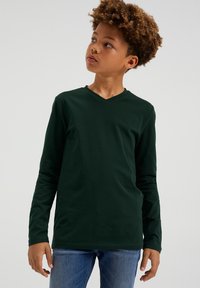 WE Fashion MET V-HALS - Hosszú ujjú felső - green