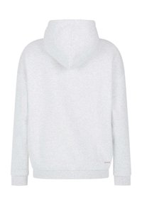 Felpa grigia chiara con una vestibilità comoda, dotata di un ampio cappuccio, polsini e orlo a costine, e un accento con logo vicino all'orlo. Materiale morbido in misto cotone.