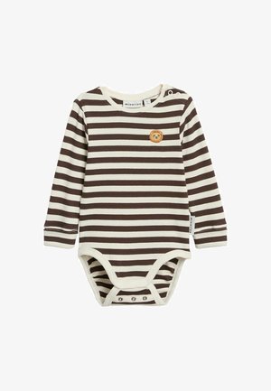 Minories, STRIPED BODYSUIT WITH EMBROIDERY ON THE CHEST UNISEX - Body - brown