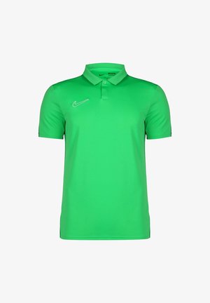 Green polo shirt made of smooth fabric, featuring a classic collar and a white Nike logo on the left side. Short sleeves and a tailored fit.