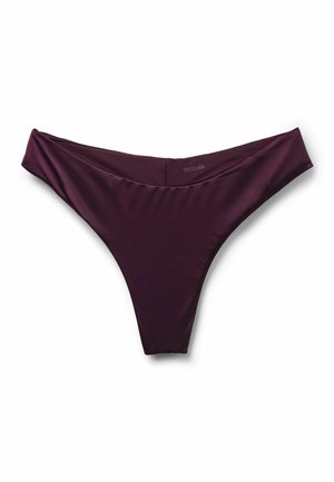 Dunkellila nahtloser Bikini-Slip mit hohem Schnitt und kleinem "Tezenis"-Logo am Taillenbund.