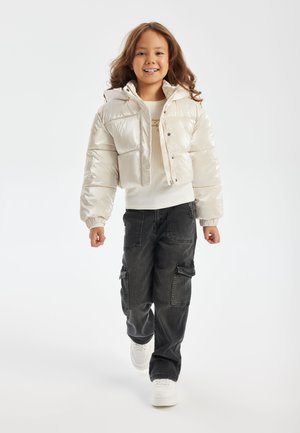 CROPPED METALIC PUFFER - Winter jacket - cream