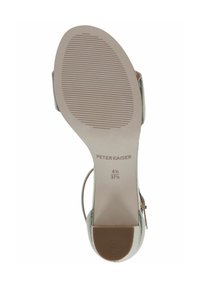 Dame højhælede sandaler med metallisk finish, en polstret indersål og en struktureret gummisål med logo detaljer.