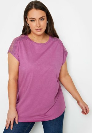 LACE SHOULDER  - T-Shirt print - purple