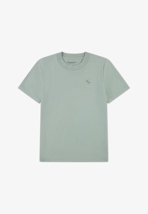 Heleroheline puuvillane T-särk lühikeste varrukatega ja ümmarguse kaelusega. Rinnaosas väike põhjapõdrakirjega tikand.