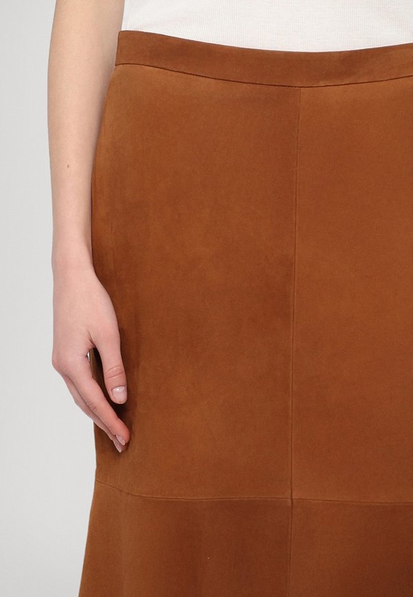 ELSIE - Leather skirt - tobacco2