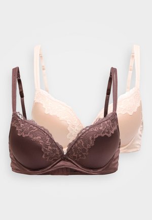 ORIGINS SHINY PLUNGE 2 PACK - Soutien-gorge push-up - pink/brown