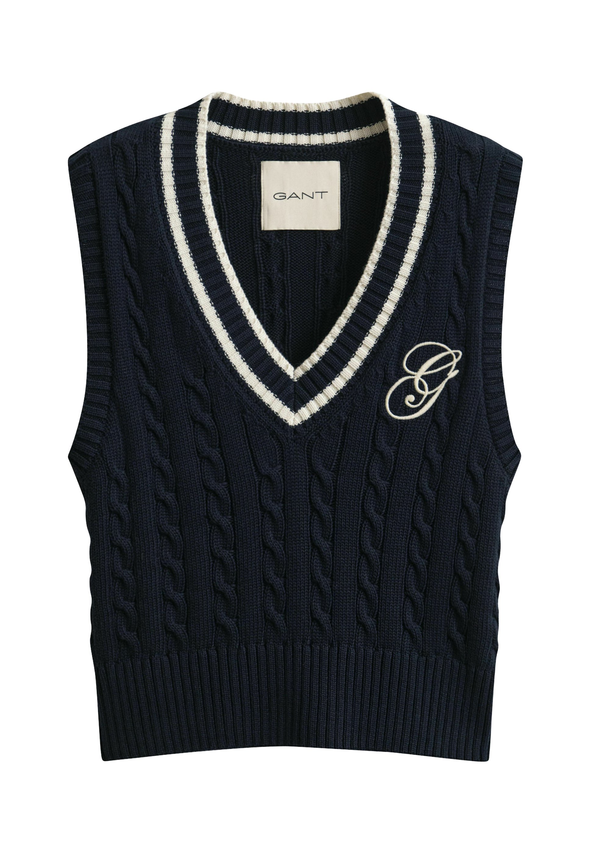 GANT CABLE KNIT - Vesta - evening blue