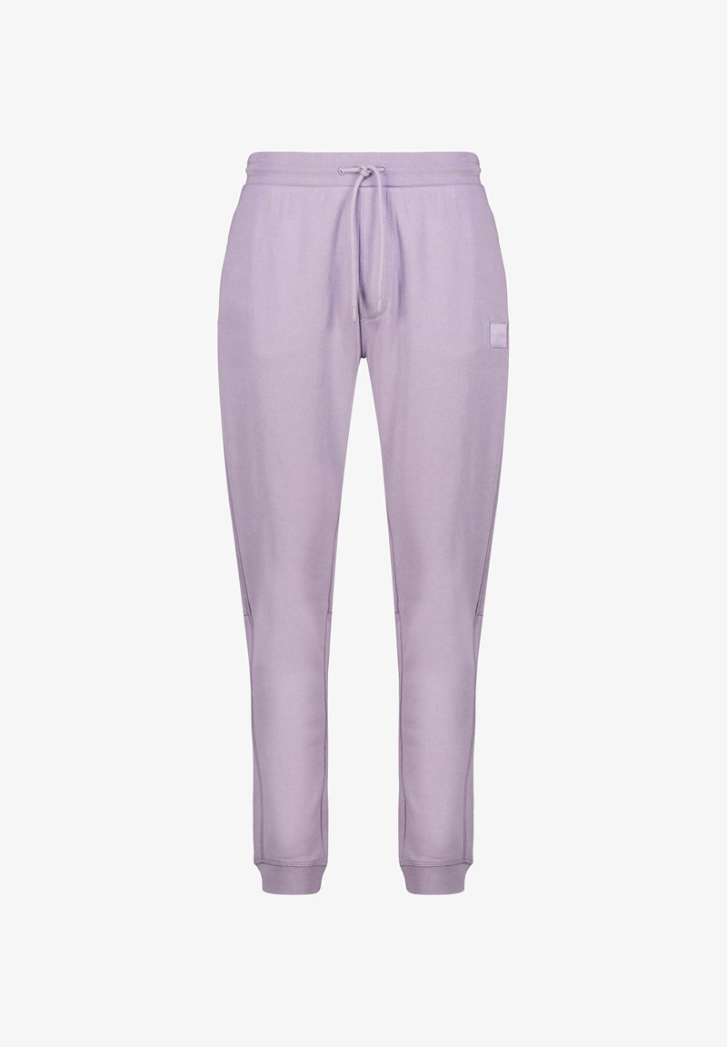 Lila joggers i mjukt material med elastisk midja, dragsko, sidofickor och smalnande ben. Har en liten logotypapplikation.