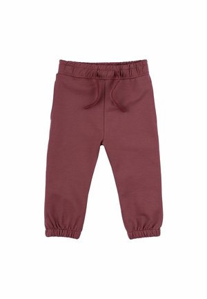 Burgunderfarbene Jogginghosen aus weichem Stoff, mit elastischem Bund, Kordelzug und elastischen Bündchen am Knöchel.