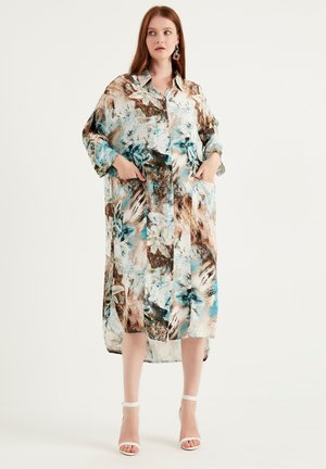 BUTTONED - Blusenkleid - turquoise