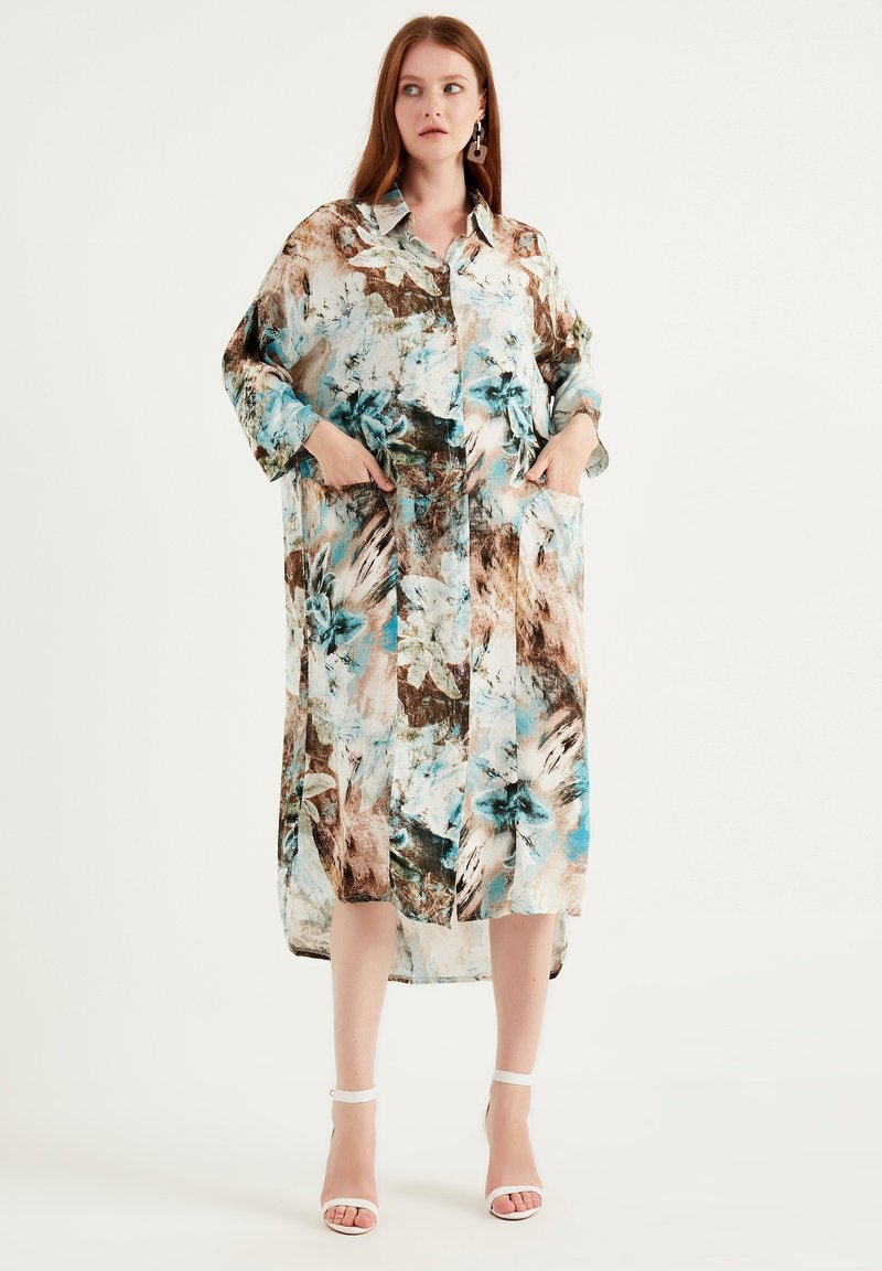 Herita BUTTONED - Skjortklänning - turquoise