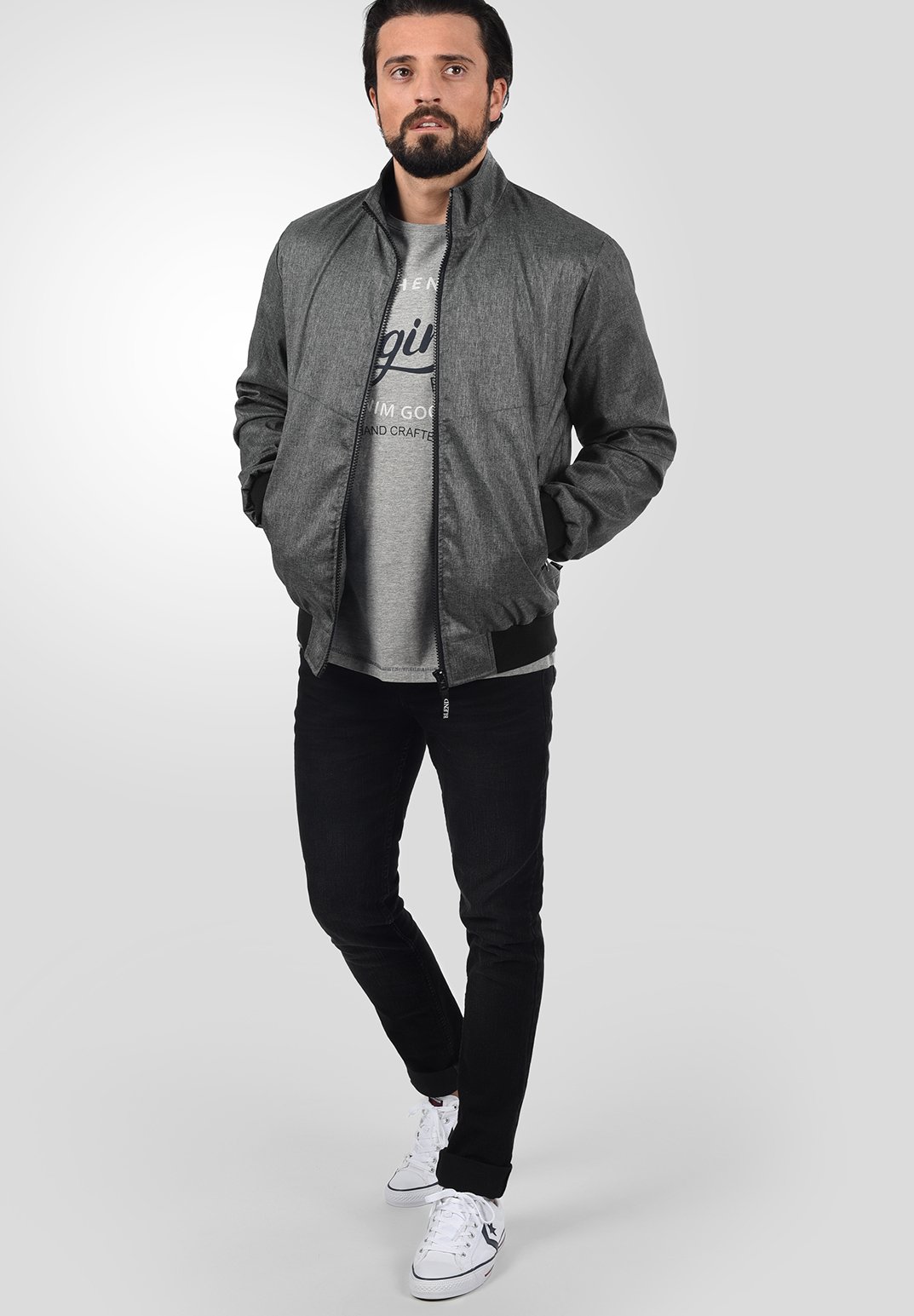 dark grey harrington jacket