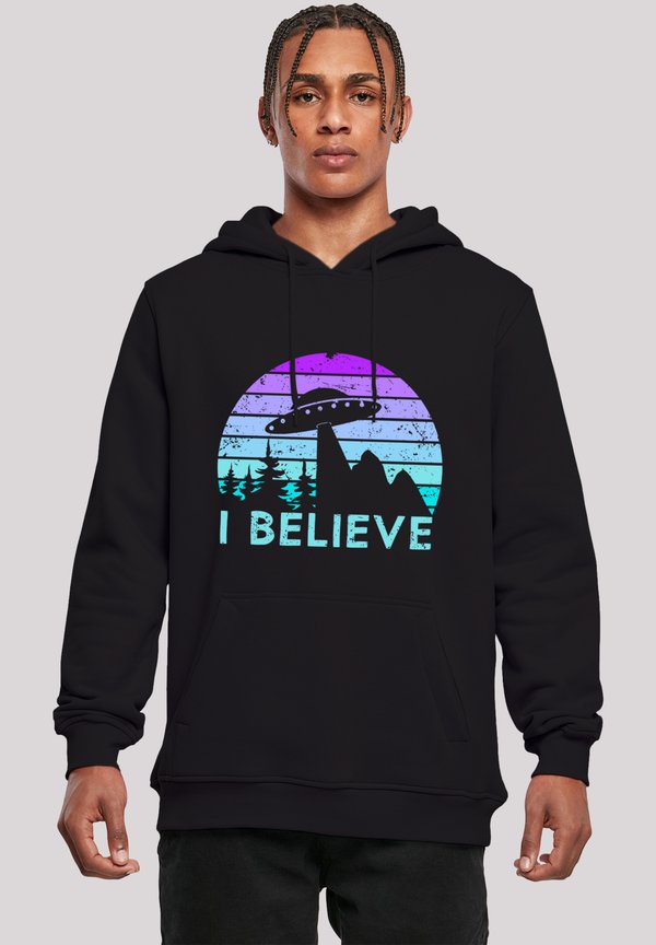 I BELIEVE UFO ALIEN RAUMSCHIFF RETRO - Kapuzenpullover - schwarz
